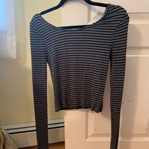 Striped Long Sleeve Crop Top